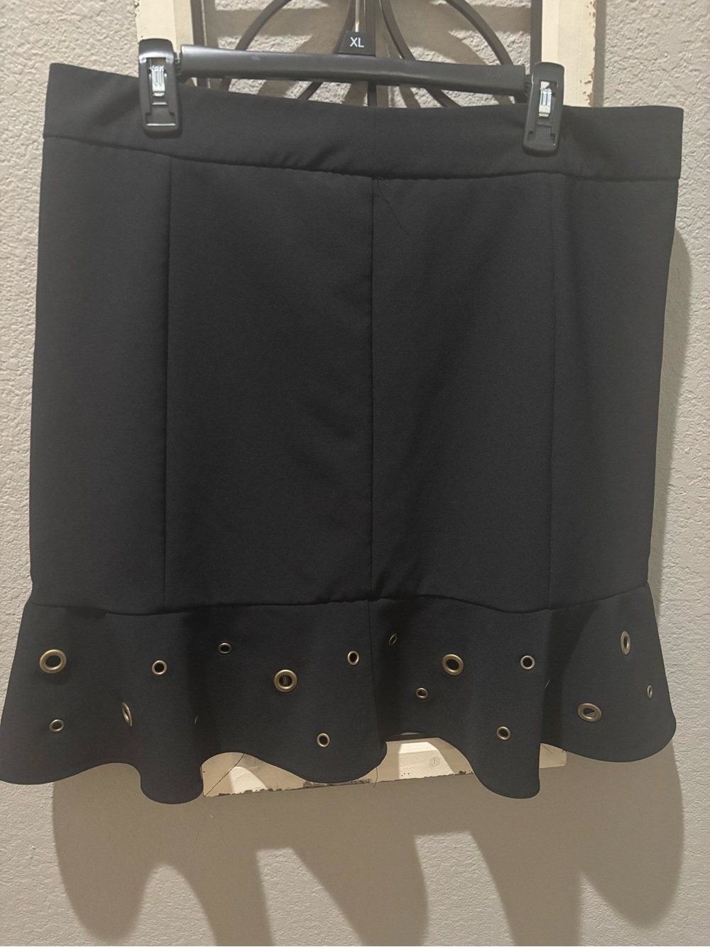 Worthington Black Eyelet-Hem Ruffle Mini Skirt